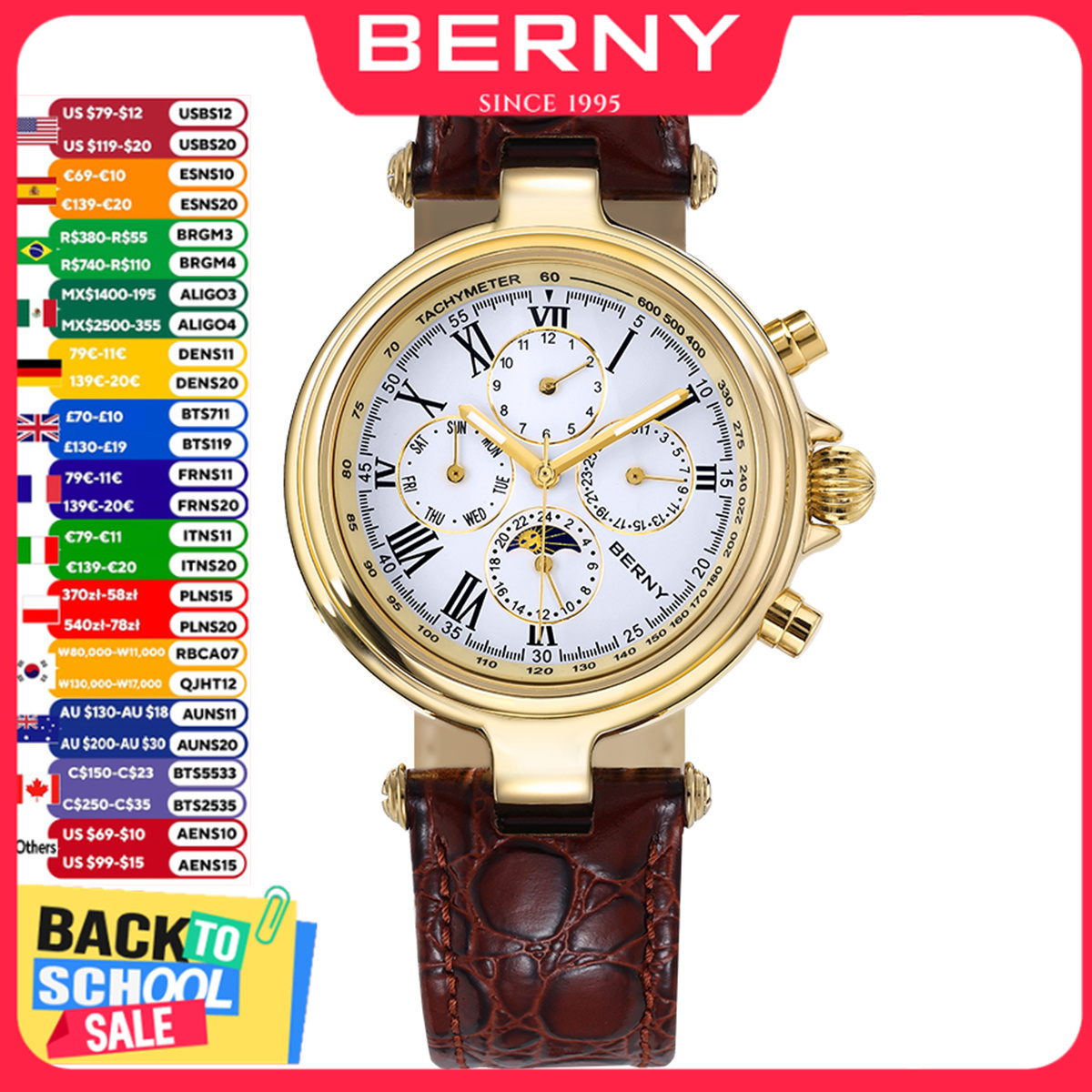 Luxury Watch On Sale - BERNY Retro Otomatik erkek saati Güneş