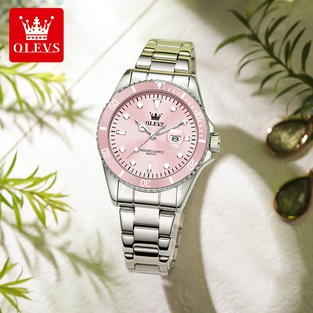 Luxury Watch Green - OLEVS Lüks Kuvars kadın Saatleri Çelik
