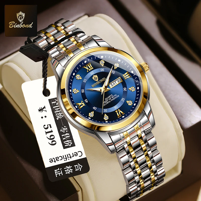 Luxury Watch Green - BINBOND B7169 Üst Düzey Lüks Moda
