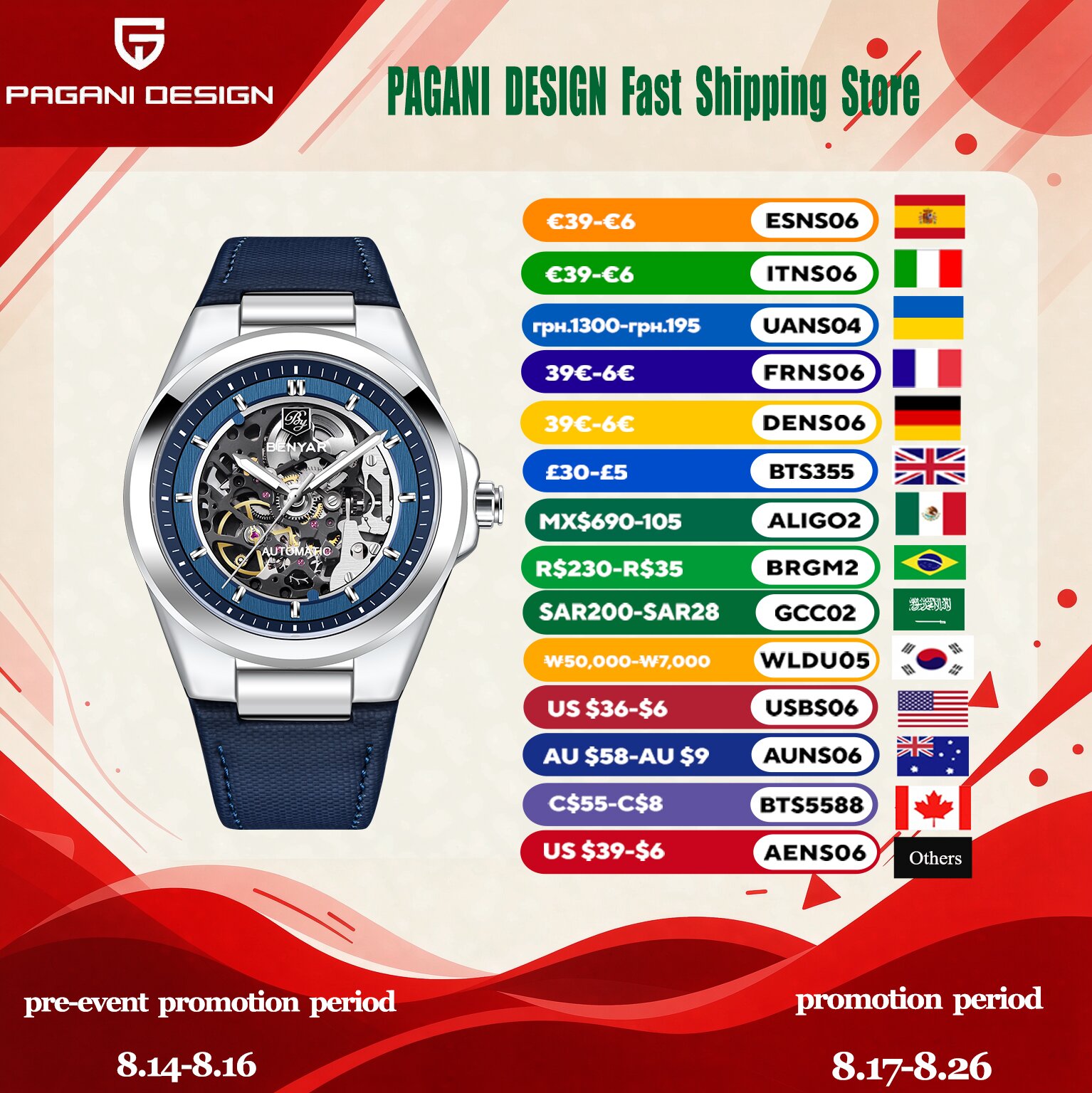 Luxury Watch Sale - BENYAR Lüks Erkek Otomatik İş Elbise